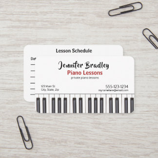 Personlig Piano Teacher Affärskort Visitkort