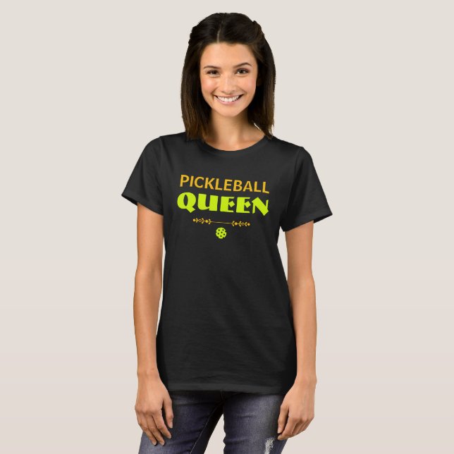Personlig Pickleball Drottning T Shirt (Hel framsida)