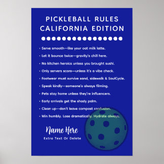 Personlig Pickleball Kalifornien Edition Poster
