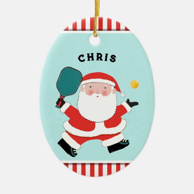 Personlig Pickleball Keepsak Julgransprydnad Keramik (Framsidan)