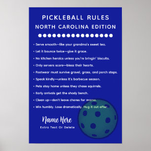 Personlig Pickleball North Carolina Edition Poster