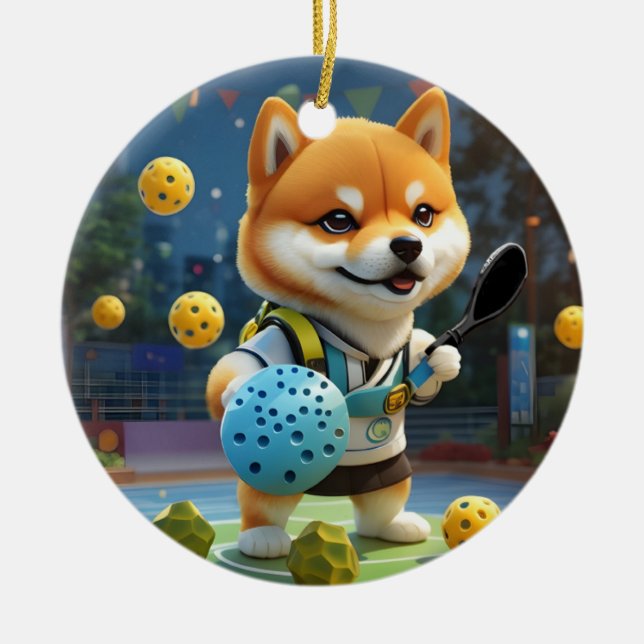 Personlig Pickleball Pickle Baller Julgransprydnad Keramik (Framsidan)