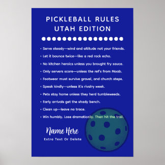 Personlig Pickleball-regel Utah Edition Post Poster