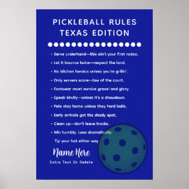 Personlig Pickleball-regler Texas Edition Affisch