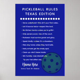Personlig Pickleball-regler Texas Edition Affisch