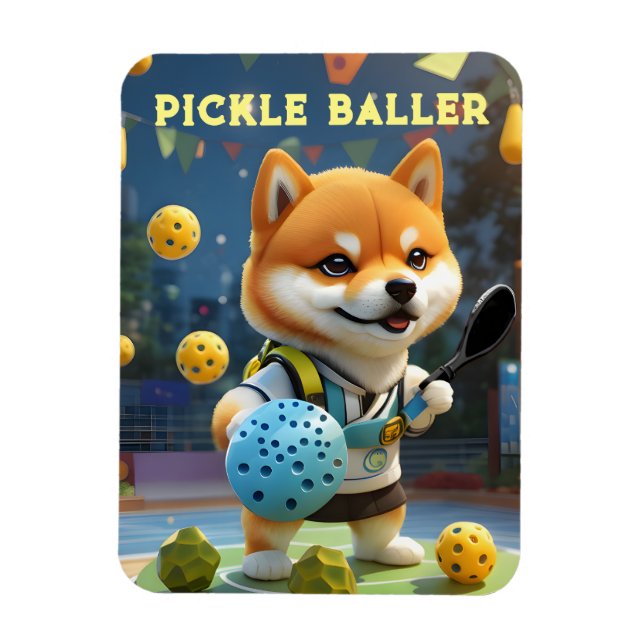 Personlig Pickleball Shiba Inu Magnet (Vertikal)