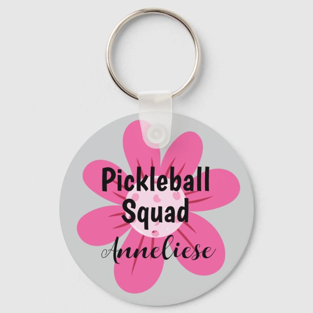 Personlig Pickleball Squad Flower Gift Nyckelring (Framsida)