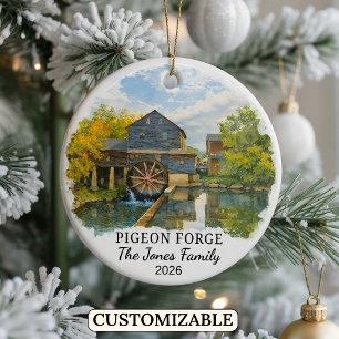 Personlig Pigeon Forge-ornament, Tennessee Julgransprydnad Keramik