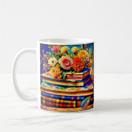 Personlig Pile of Vintage Bokar and Flowers Kaffemugg
