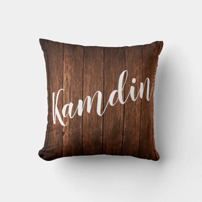 Personlig Pillow Barn Wood Land Rustic Kudde (Framsida)