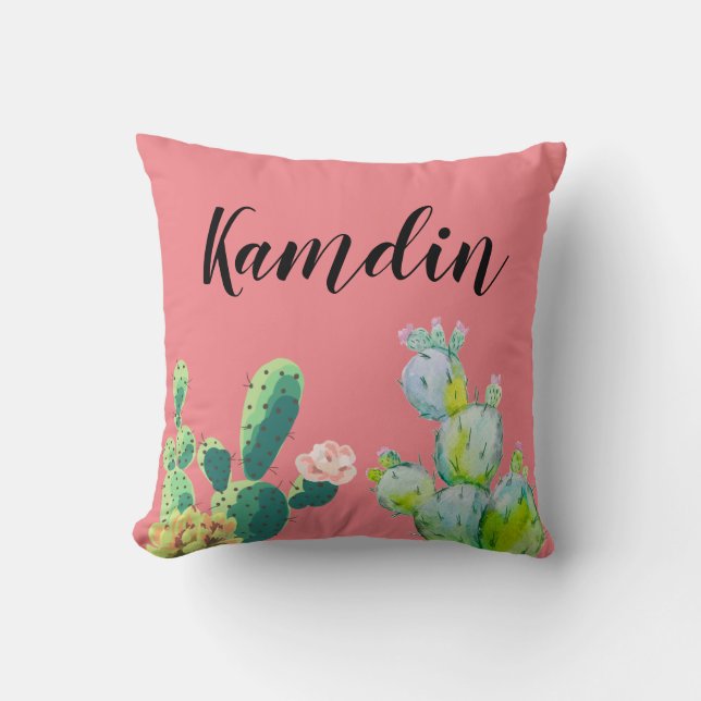 Personlig Pillow Bohemian Cactus Succulents Des Kudde (Framsida)