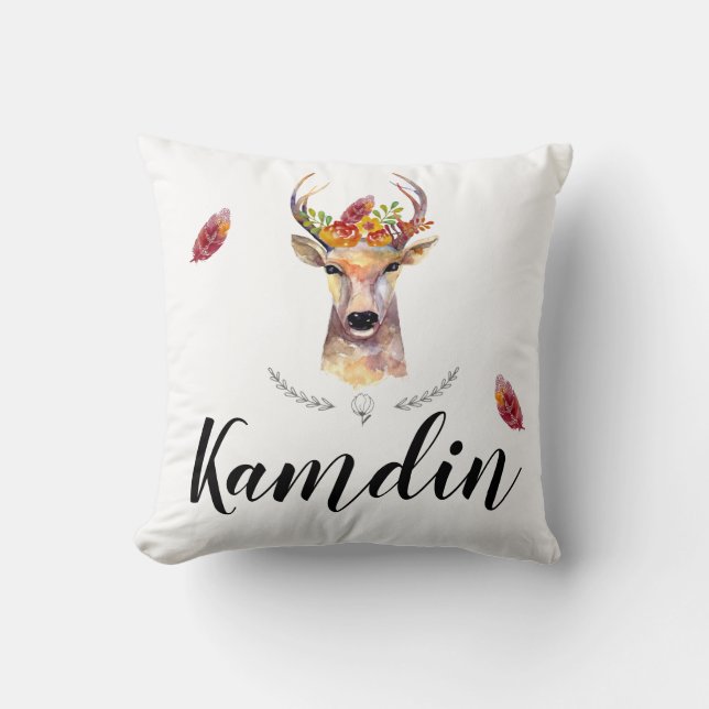 Personlig Pillow boho hjort Buck Head Browning B Kudde (Framsida)