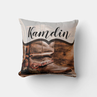 Personlig Pillow CowboyBoots Barn Wood Rustic Kudde
