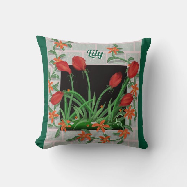 Personlig Pillow för vacker Blommigt Kudde (Framsida)