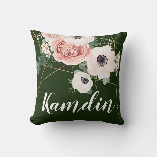 Personlig Pillow Geometric Garden Hunter Grönt Kudde (Framsida)