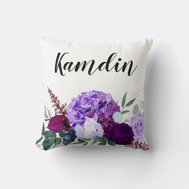 Personlig Pillow Lavender Hibiscus på White Kudde (Framsida)