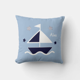 Personlig Pillow ’Nautical/Sailboat/Stars’ Kudde