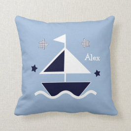 Personlig Pillow ’Nautical/Sailboat/Stars’ Kudde