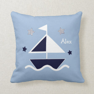 Personlig Pillow ’Nautical/Sailboat/Stars’ Kudde