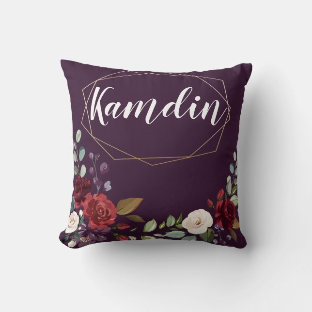 Personlig Pillow Plum Lila Ro Guld Geometr Kudde (Framsida)