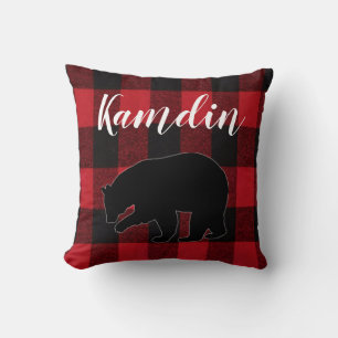 Personlig Pillow Red Buffalo Play Bear Black Kudde