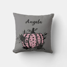 Personlig Pillow, Rosa och svart Pumpkin