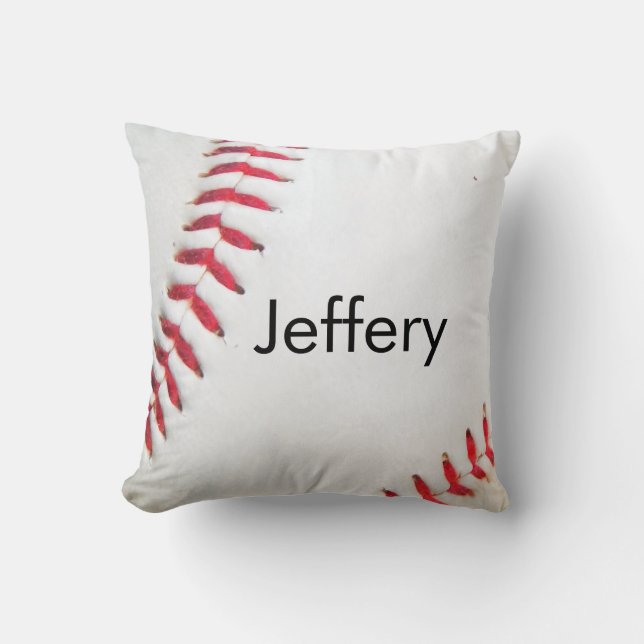 Personlig Pillow White Baseball röd stygn Kudde (Framsida)