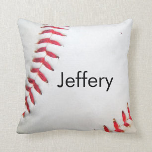 Personlig Pillow White Baseball röd stygn Kudde