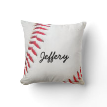 Personlig Pillow White Baseball röd stygn