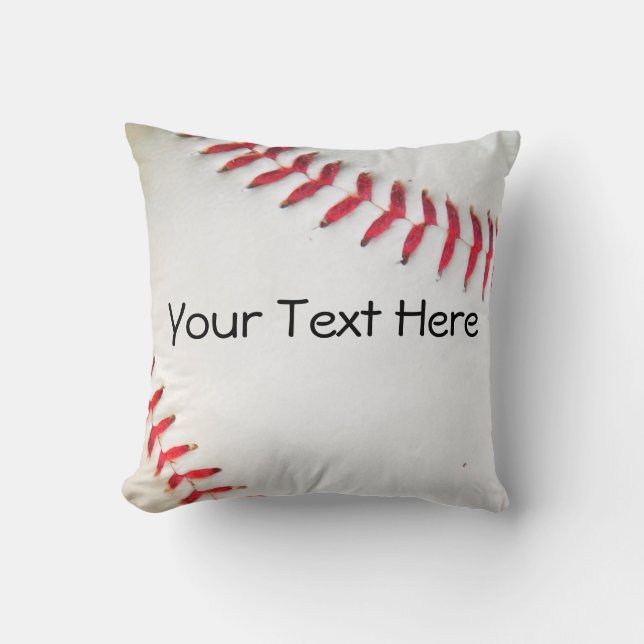 Personlig Pillow White Baseball röd stygn Kudde (Framsida)