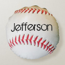 Personlig Pillow White Baseball röd stygn Rund Kudde