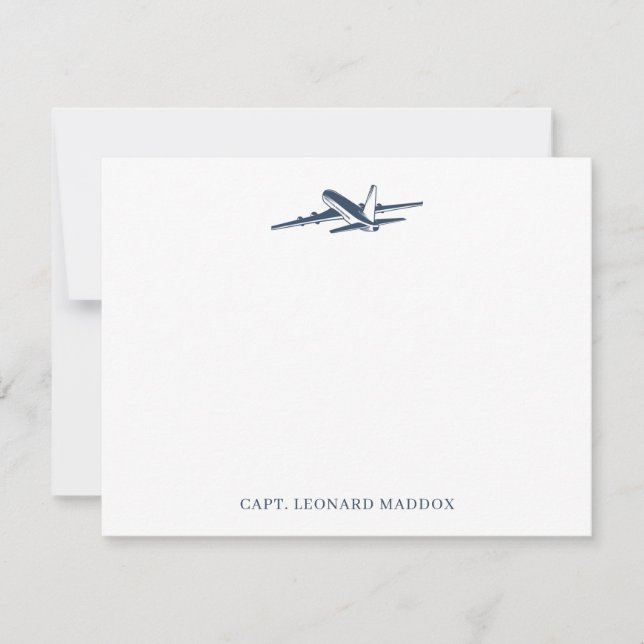 Personlig Pilot Stationery Airplan Note Cards Anteckningskort (Framsida)