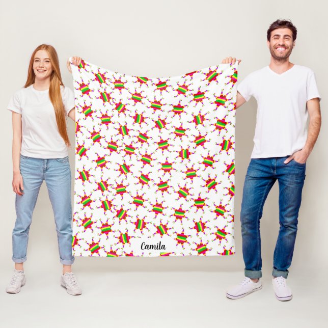 Personlig Piñata Vit Las Posadas-mönster Fleecefilt (På plats)