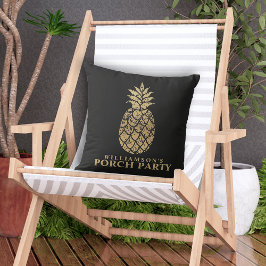 Personlig Pineapples Porch Party Black Kudde
