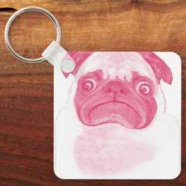 Personlig PINK Grumpy Puggy Nyckelring