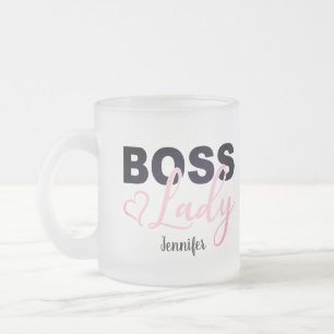 Personlig PinkHeart Chef Dam-kaffe Frostad Glasmugg