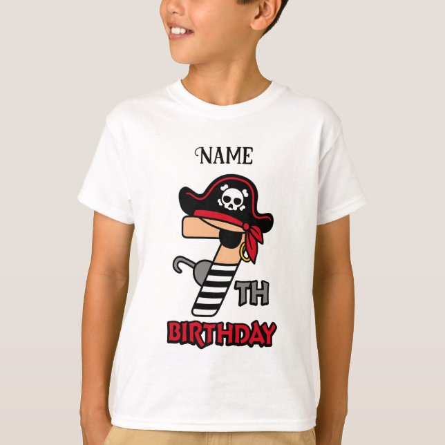 Personlig Pirat 7:e födelsedag t-shirt (Framsida)