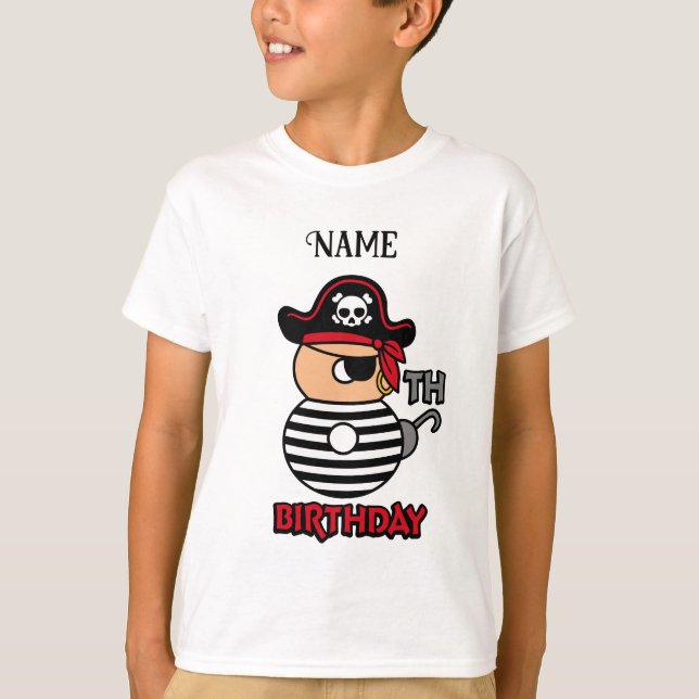 Personlig Pirat 8:e födelsedag t-shirt (Framsida)