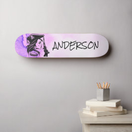 Personlig Pirat Dam Lila Mini Skateboard Bräda 18,5 Cm