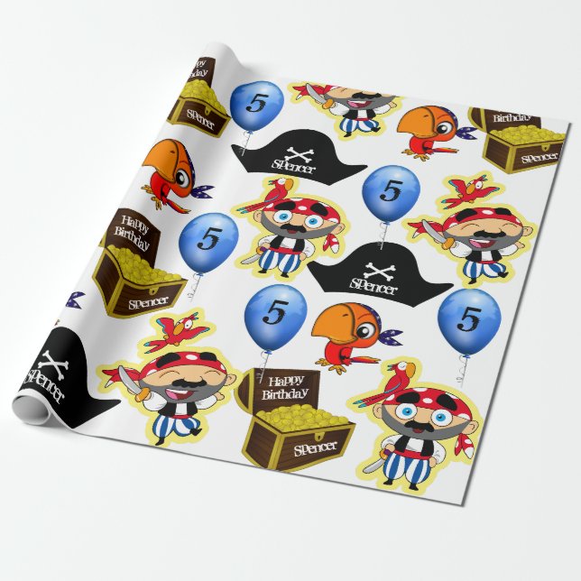 Personlig Pirat födelsedag Presentpapper (Utrullad)