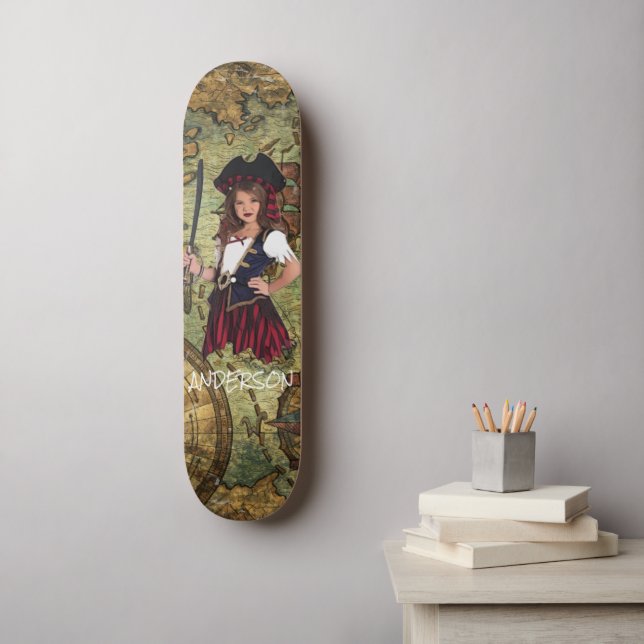 Personlig PIRAT GIRL Mini Skateboard Bräda 18,5 Cm (Väggkonst)