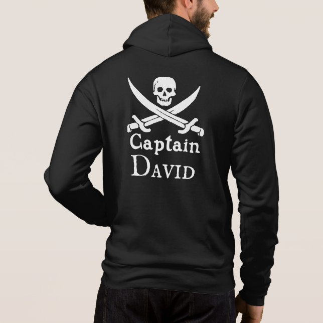 Personlig Pirat kapten Zip Hoodie T Shirt (Baksida)