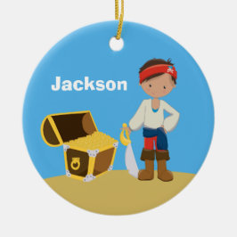 Personlig Pirat Kids Blue Boys Namn jul Julgransprydnad Keramik
