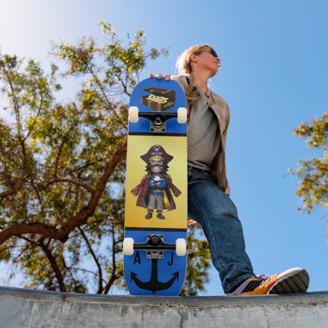 Personlig Pirat Treasure & Anchor Skateboard (Utomhus 1)