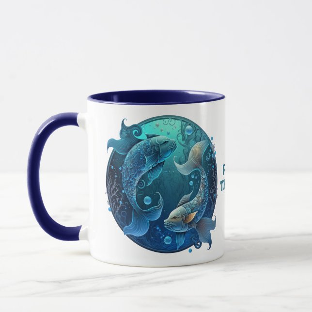 Personlig Pisces Fish Zodiac Astrology Birthday Mugg (Vänster)