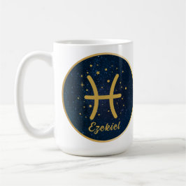 Personlig Pisces twin fish zodiac symbol guld Kaffemugg
