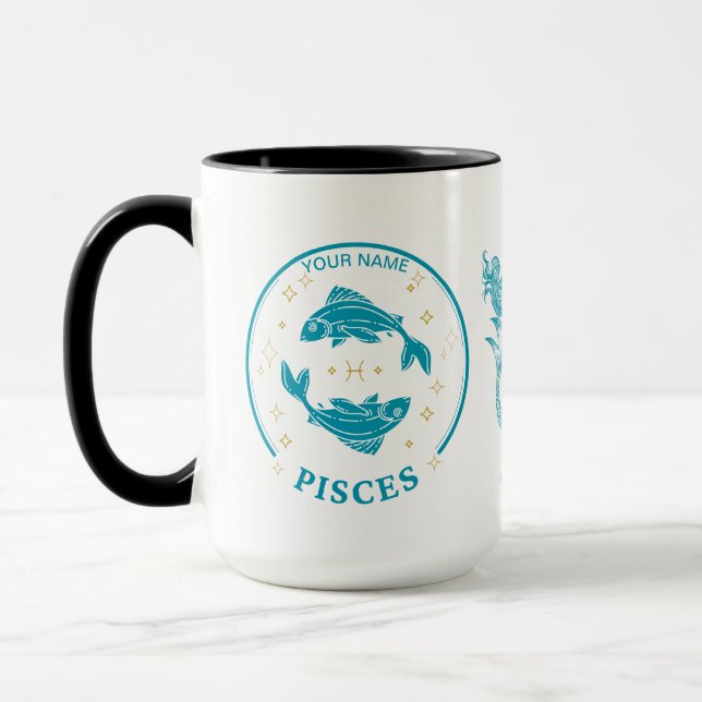 Personlig Pisces Zodiac 15 oz Coffee Mugg (Vänster)