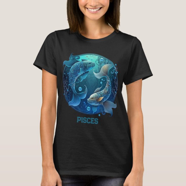 Personlig Pisces Zodiac Birthday Astrology Gift T Shirt (Framsida)