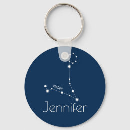 Personlig Pisces Zodiac Constellation Nyckelring
