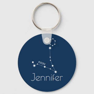 Personlig Pisces Zodiac Constellation Nyckelring